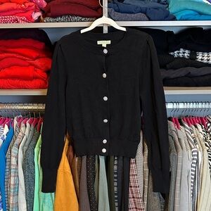 Ryegrass black with rhinestone buttons long sleeve cardigan size M